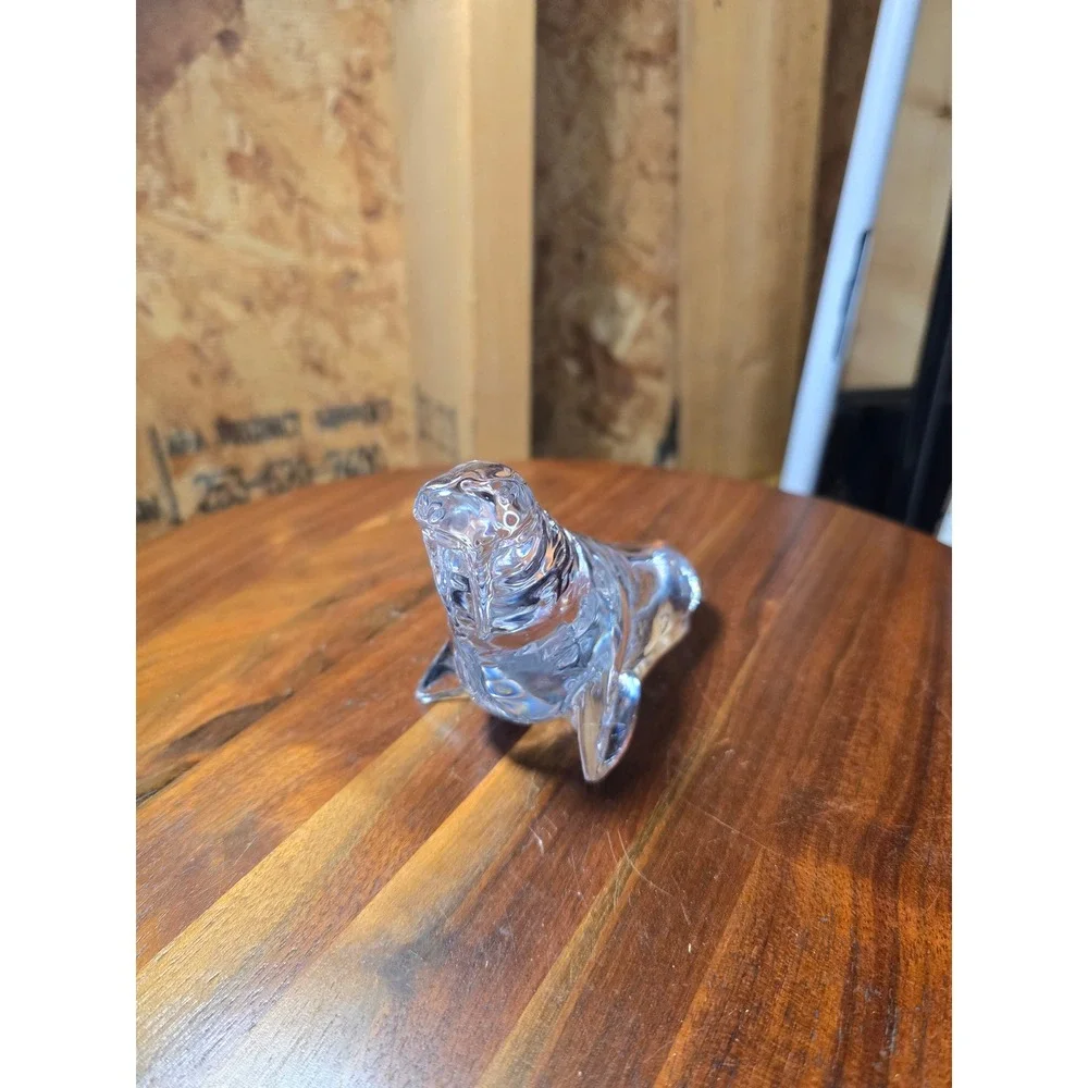Baccarat Crystal Walrus Figurine Paperweight Made in France Clear Glass Animal